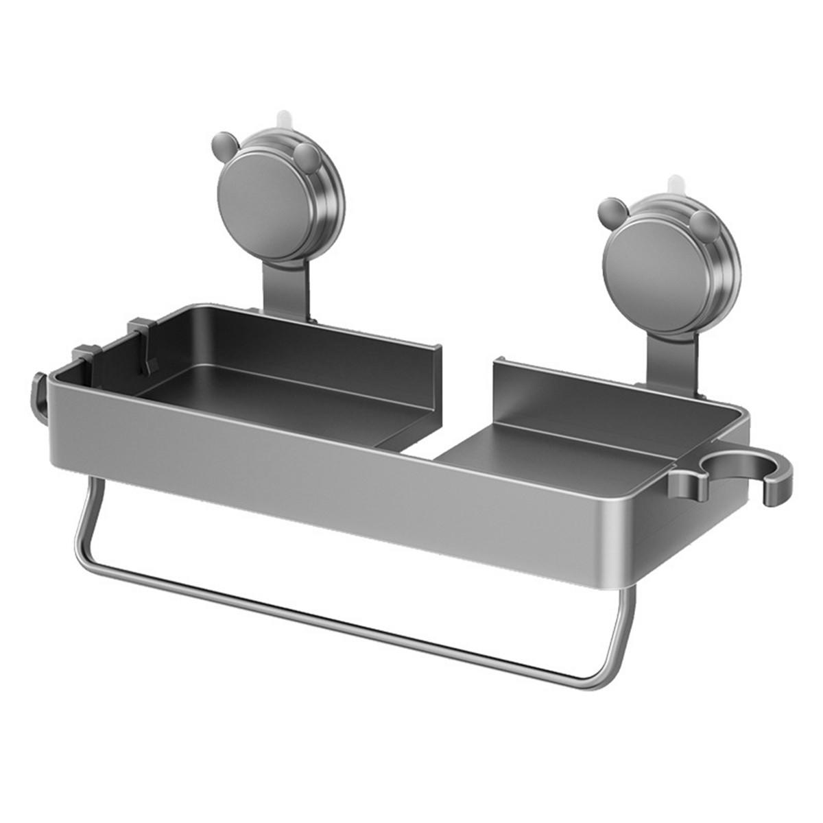 Shower Rod Storage Tray Suction Cup Soap Holder Wall-mounted Shower Organizer