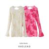 Kaslead New Arrival Women's Clothing Fashion Style Fashion Minimalist Three-Dimensional Plate Flower Long Sleeves Backless Dress