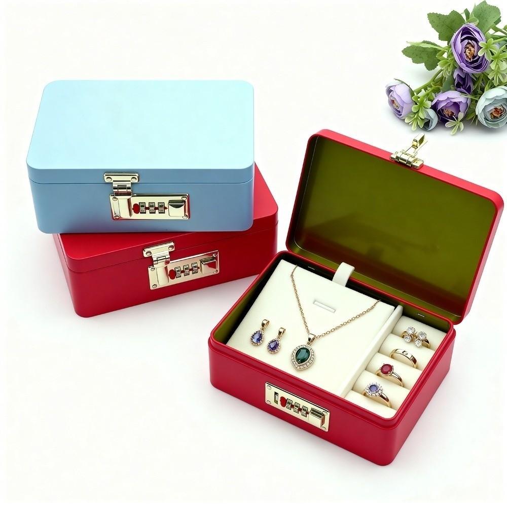 Combination Lock Storage Iron Box Metal Construction Storage Chest Gift Packaging