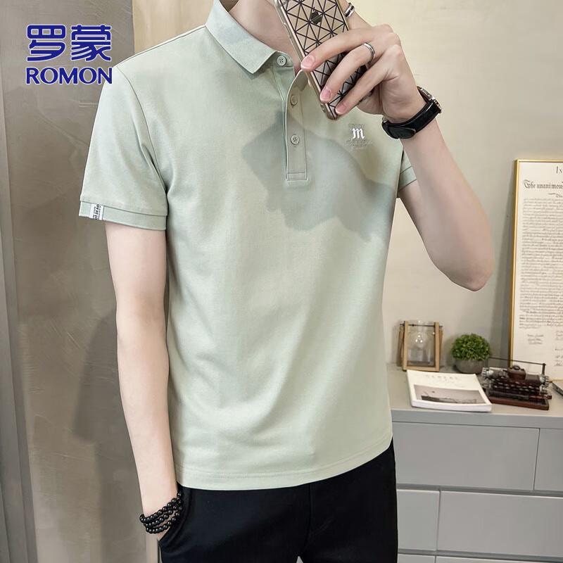 ROMON Men's Business Casual Short Sleeve Polo Shirt