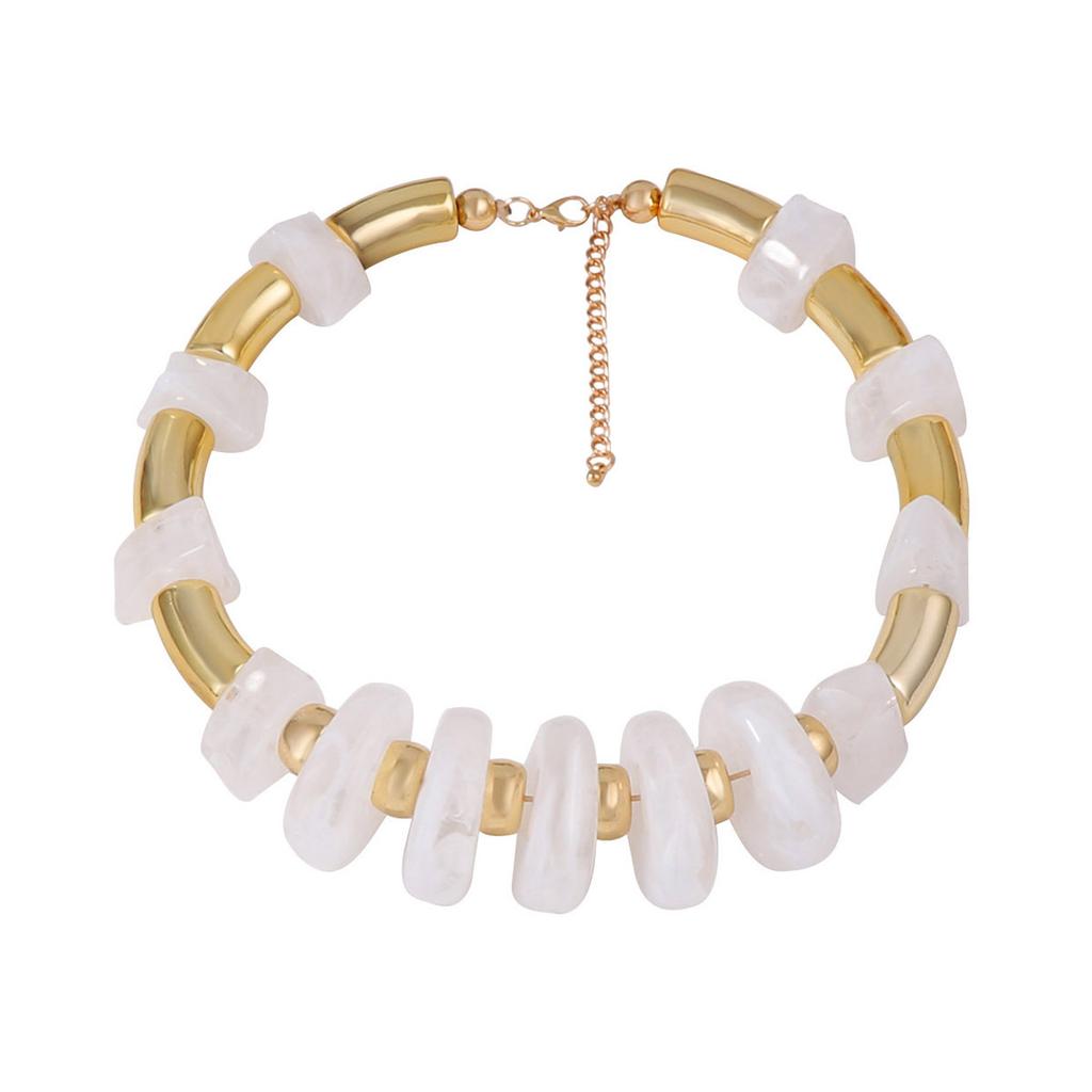 Personality Trend Hip Hop Punk Style Geometric Resin CCB Beaded Necklace Versatile Casual Women's Necklace Accessories