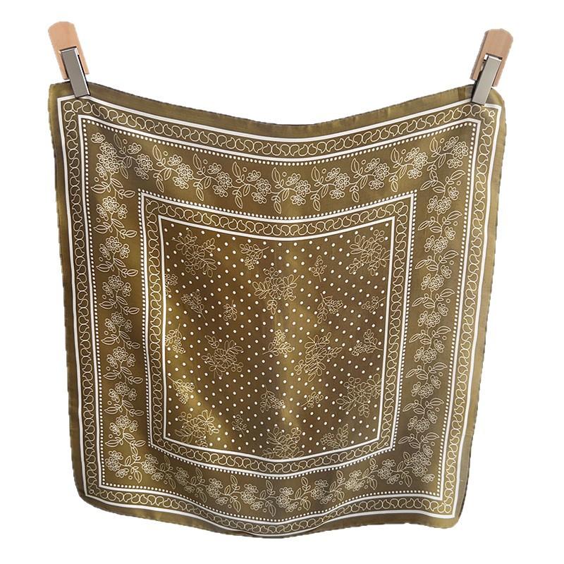 Korean Atmosphere Simulation Silk Printing Silk Scarf Square Scarf Women's Literary and Versatile Silk Scarf Neck High-end Small Scarf