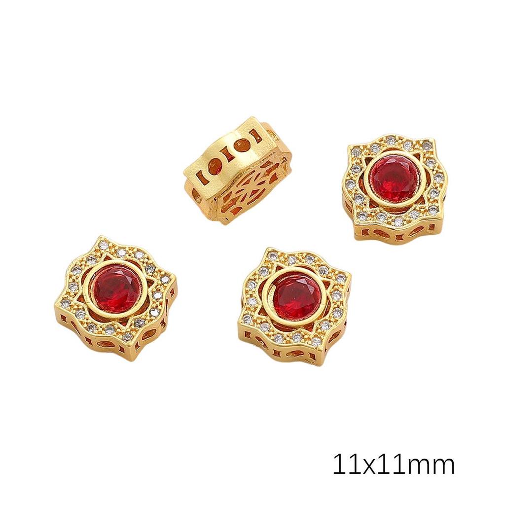 Pozlacené prolamované korálky s kočičím okem a imitací nefritu pro výrobu šperků DIY