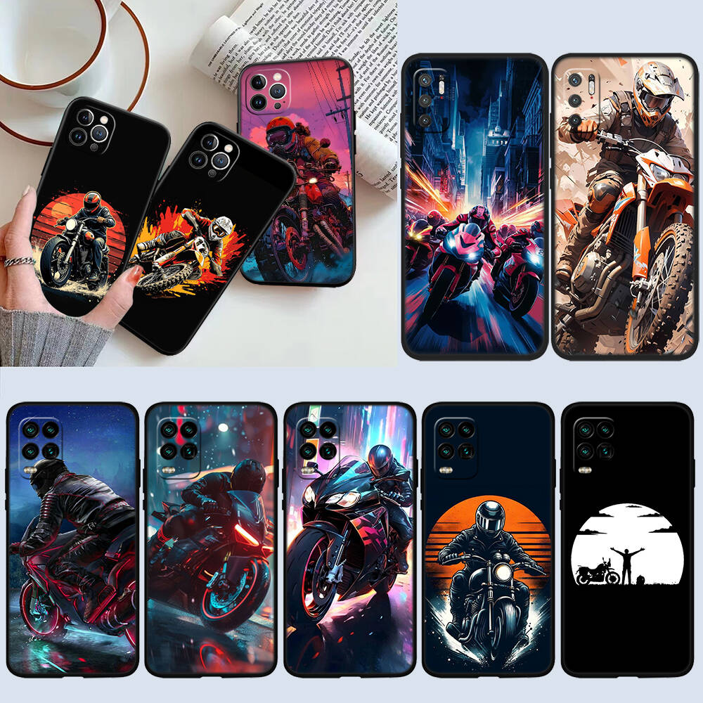 Motorcycle Racing Phone Case for Xiaomi Poco C40 C51 C50 C55 C65 C71 C75 C85 F8 F7 F6 F5 F3 F2 X7 X6 X4 X3 X2 M7 M6 M5 M4 M3 M2 Pro