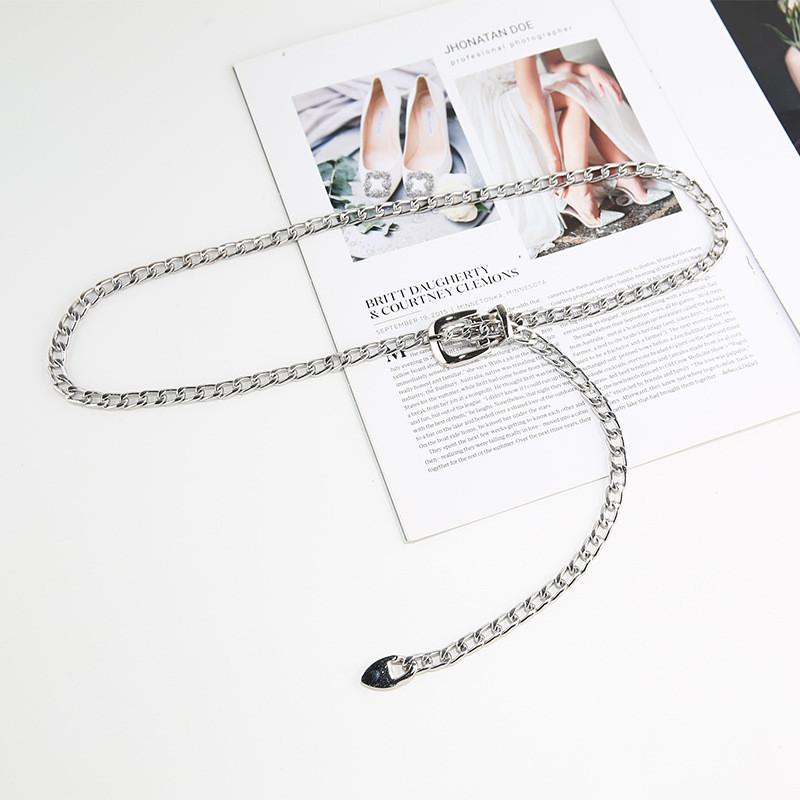 Silver Chain Waistband With Small Bag Womens Clothing Dresses Coats Accessories