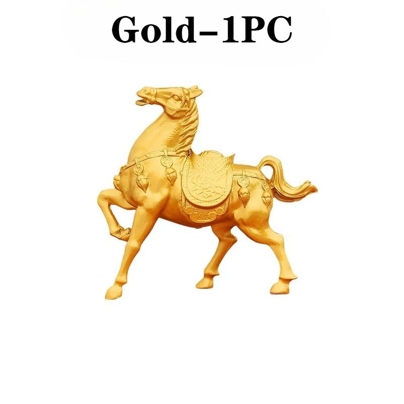 

1/3/5PCS Golden Zodiac Horse Figurine Alloy Metal Desktop Ornament Wealth Success Decorative Statue for Home Office Desk Display