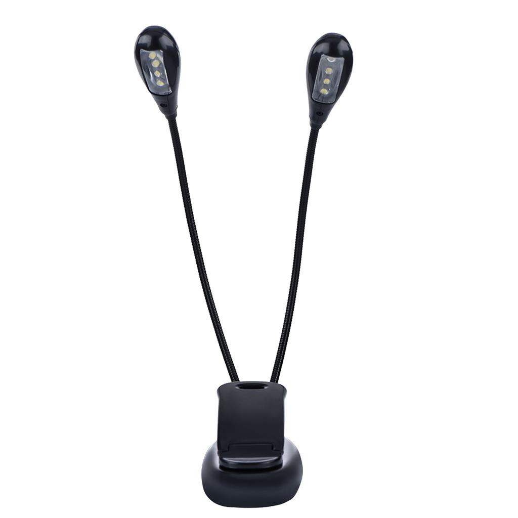 Clip On Music Stand Book Reading Mini Double Adjustable Arms Light LED Lamp (8 Beads)