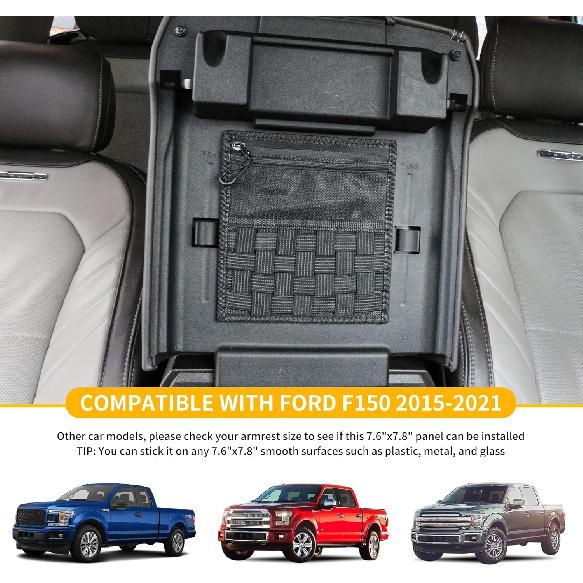 

Center Console Organizer Molle Panel Compatible with Ford F150 2015 2016 2017 2018 2019 2020 2021, Armrest Hidden Storage Bag with Tactical Webbing