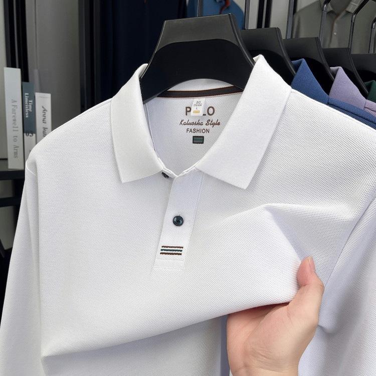 Autumn 100 Pure Cotton Men'S Long-Sleeved T-Shirt Batch Solid Color Simple Business Fashion Polo Shirt