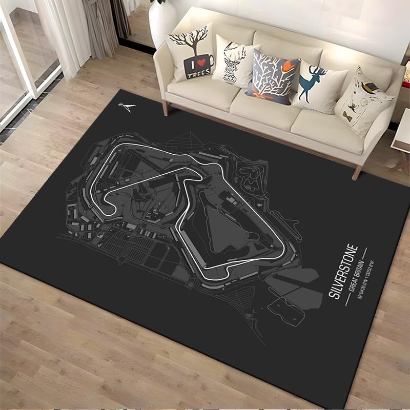 Silverstone Circuit Map Rug - Non-slip Rug Suitable for Living Room and Bedroom Sofas.