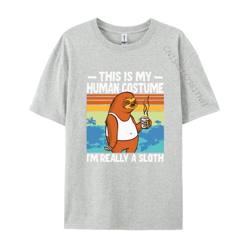 This Is My Human Costume Im Really A Sloth T Shirt Men Cotton Oversized Print T Shirts Graphic Tshirt Tee Top