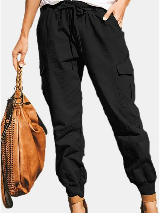 2023 Women's Solid Color Casual Fashion Pocket Work Pants