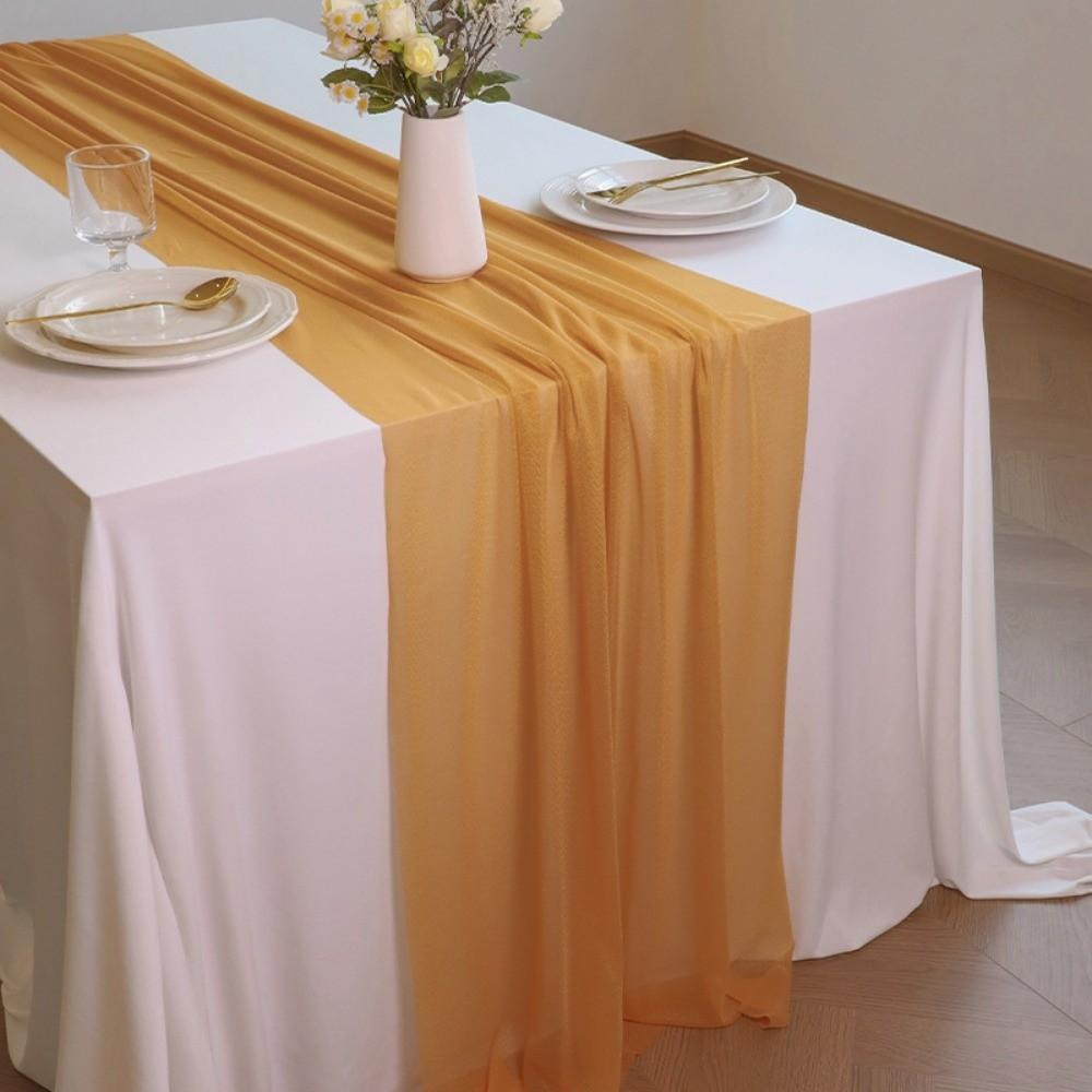 Solid Color Chiffon Table Runner Reusable Gauze Table Runner Wedding Table Runner  Dinning Table