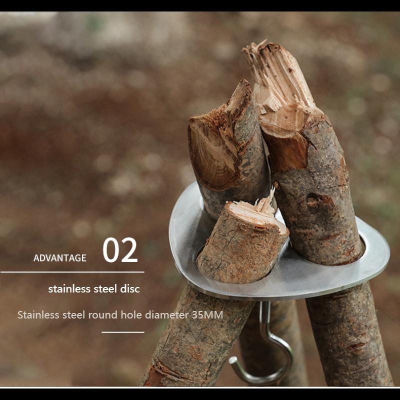 Portable Stainless Steel Tripod Camping Grill Hanger - Adjustable Hanging Pot Stand for Campfire Cooking & Outdoor Picnic