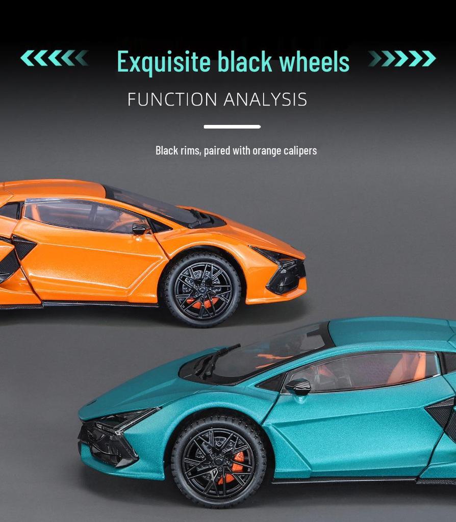 1:32 Lamborghini Revuelto Sports Car Model - Alloy, Scissor Doors, Sound & Light, Pull-back Simulation.