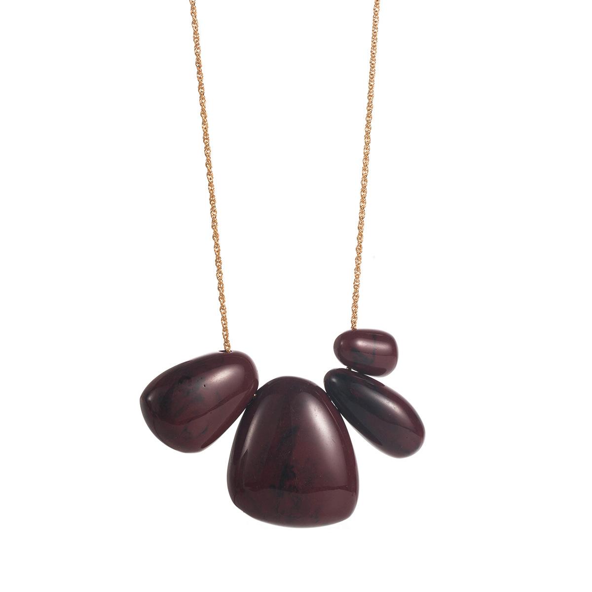 Новая Мода Цветная Смола Неправильная Подвеска Ожерелье Женская Минималистичная Цепочка для Свитера темно-красного