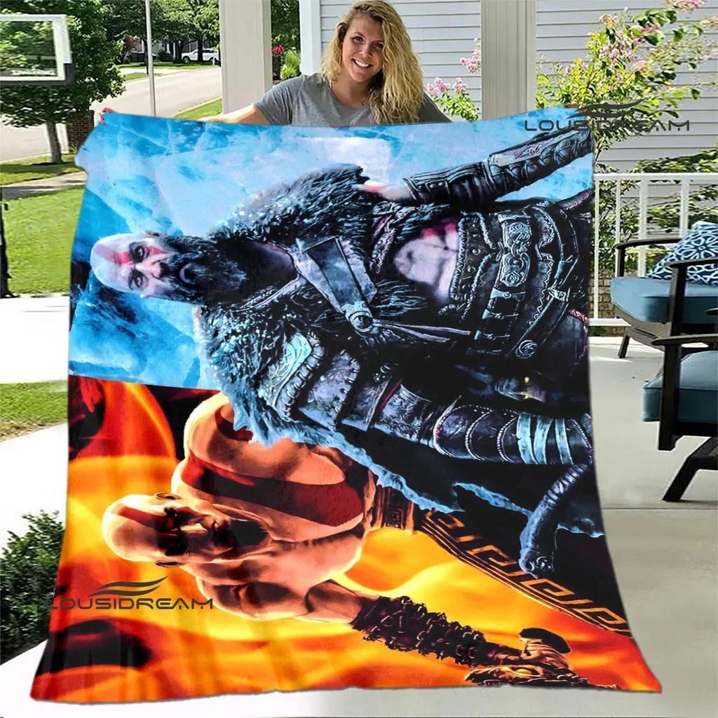 Game God of War Printed Blanket Picnic Blanket Warm Flannel Blankets Home Bed Linings Blankets for Beds Birthday Gift
