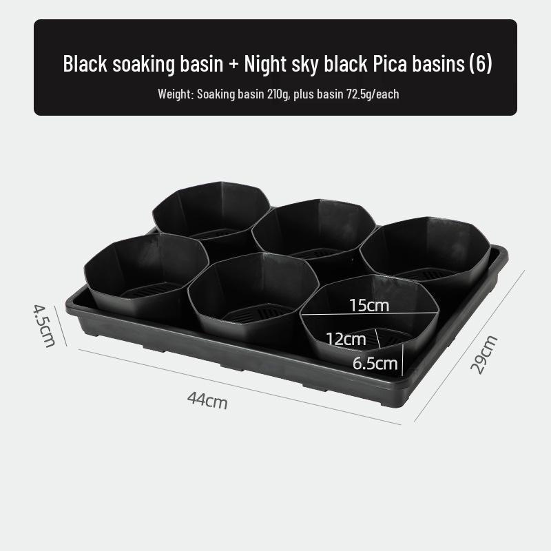 Small Black Square Succulent Seedling Tray - Thickened Plastic Pot Stand & Water Catcher