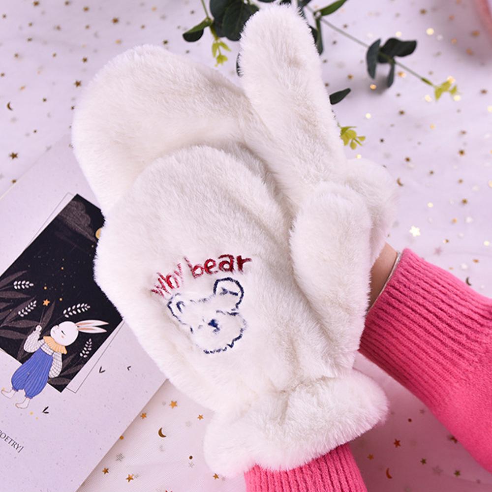 Süße Winter Mädchen Cartoon Frauen Vollfinger Bärenhandschuhe Warme Fäustlinge Plüschhandschuhe