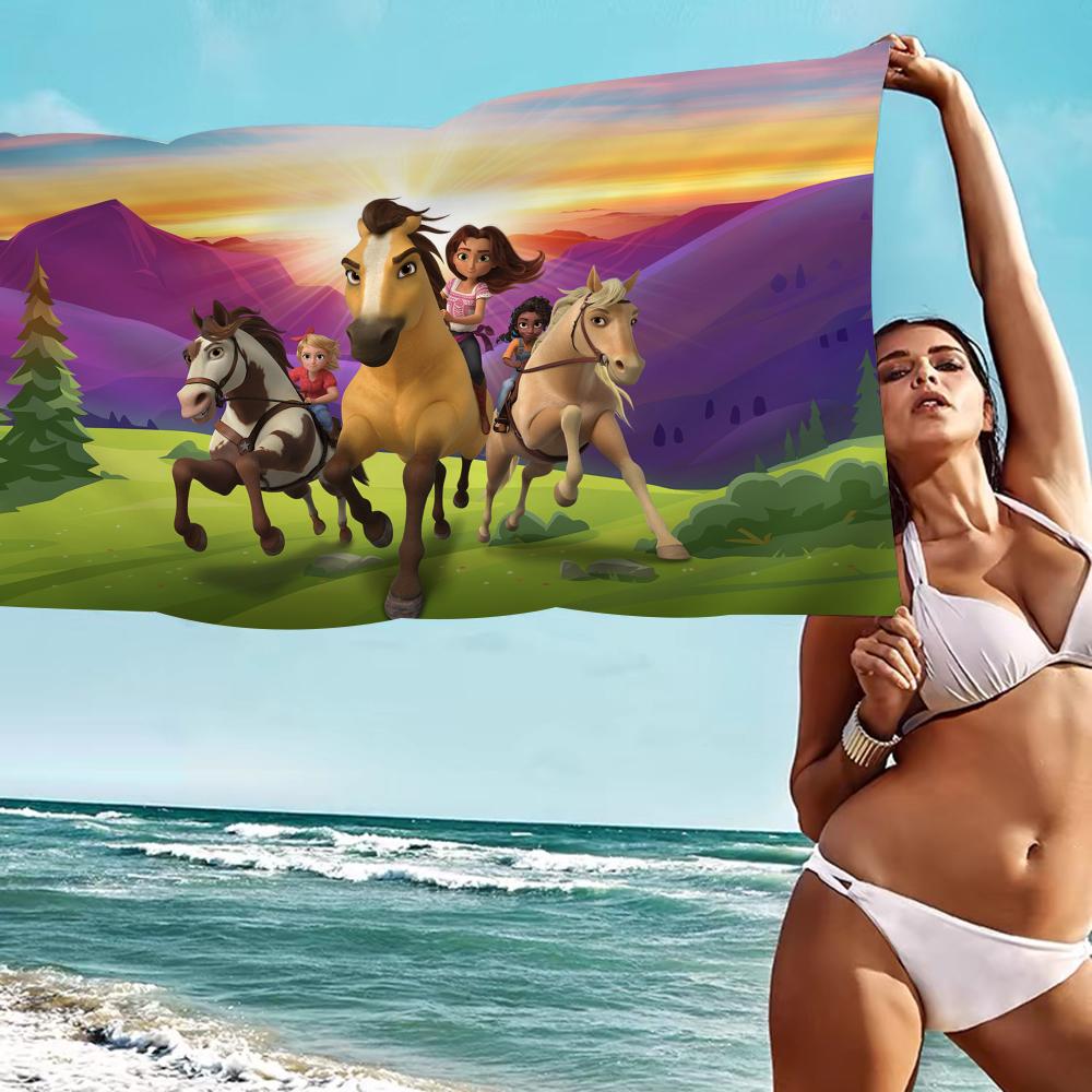 Spirit Riding Free Horses Microfiber Beach Towel Absorbent Quick dry Soft Yoga Swimming Resort Mountain Climbing Towel