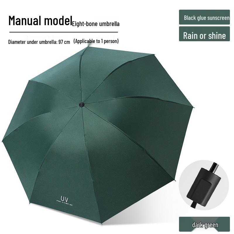 Ultra Durable UV Protection Auto Double-Fold Black Umbrella.