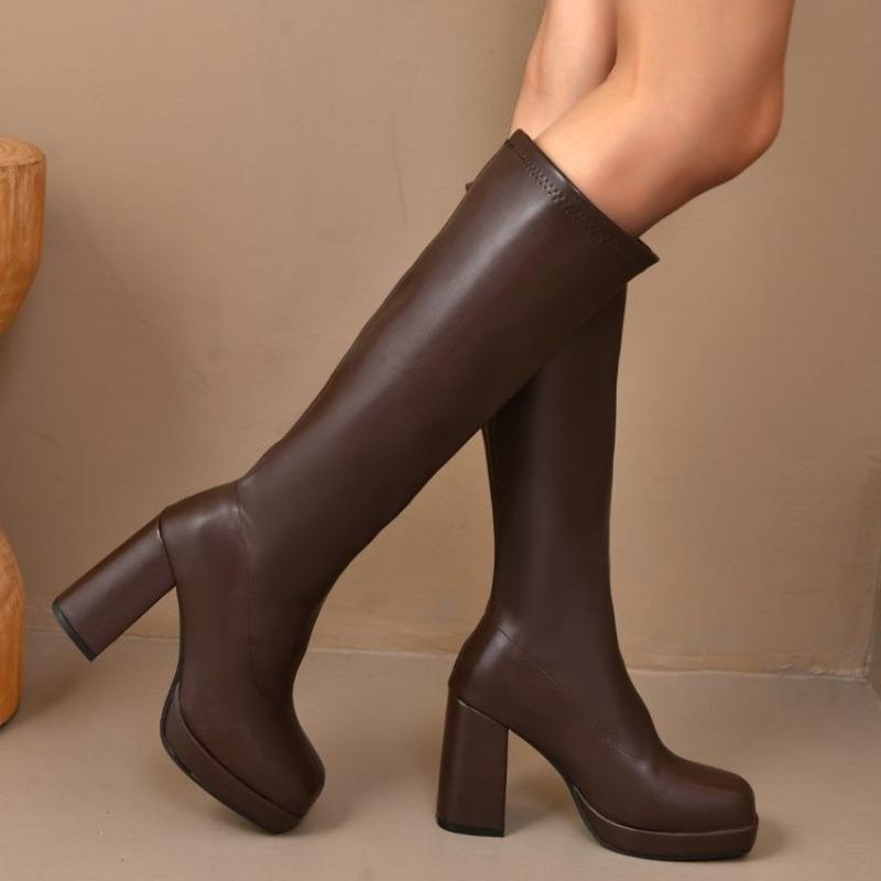 High Heel Skinny Boots Women's Spring and Autumn New Small Long Boots Women's Knee Elastic High Boots