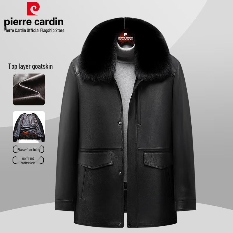 Pierre Cardin Men's Mid-Length Goatskin Leather Jacket