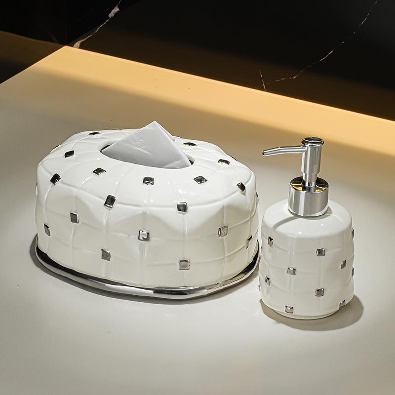 Electroplated Ceramic Hand Sanitizer Bottle Black White Soap Dispenser Bathroom Shampoo Shower Gel Lotion Dispensing Bottle Mew