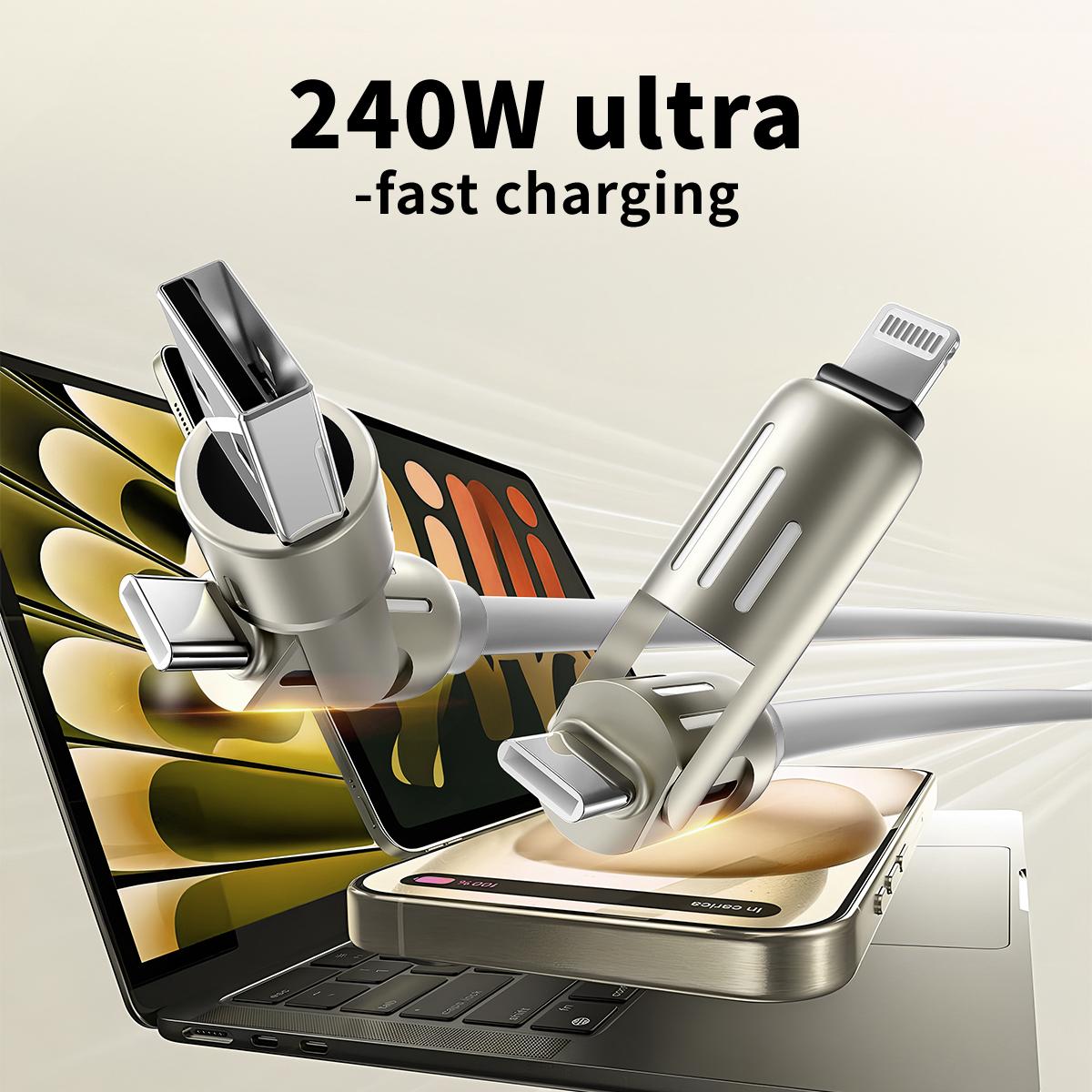 

Type C Data Cable Professional Flexible Colorful Breathing Lights USB C To USB C Cable Round Shell for Laptops for Computers сірий