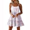 Summer Sexy Party Solid Color Spaghetti Strap Ruched Short Dress Casual For Womens