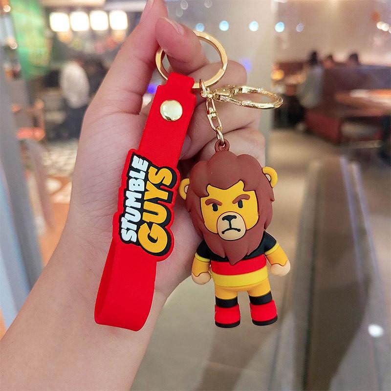 Adorable Cartoon Silicone Keychain Trinket Cute Cat Wolf Keyring For Gifting
