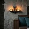Spooky Wall Hanging Gothic Bat Candle Holder, 3D Printed Double Sconce Candlestick with Holder 2 Electronic Candles, Dark Style Halloween Ornament for