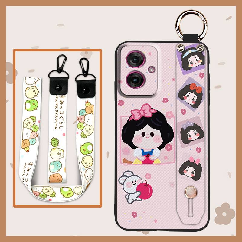 Silicone Cartoon Phone Case For MOTO G55 5G Anti-dust Phone Holder Cute Anti-knock Wrist Strap Soft Case Fashion Design