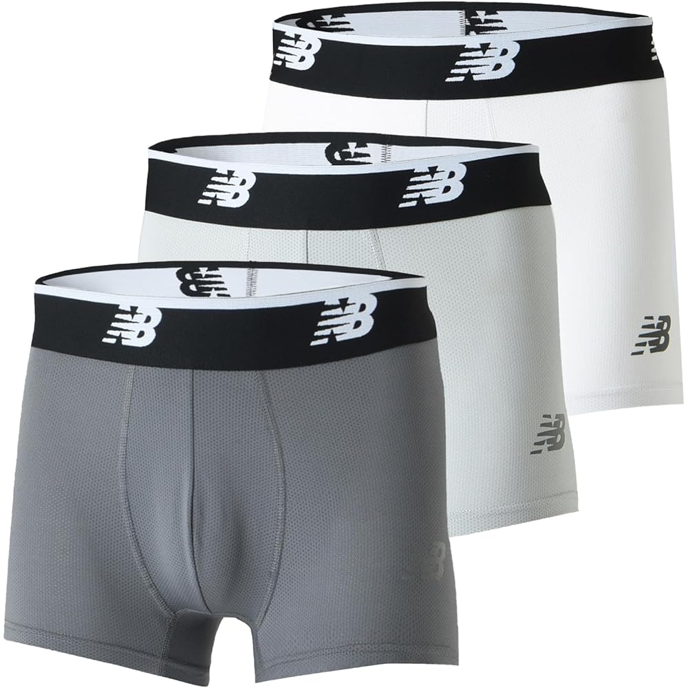 New Balance Men s Boxer Briefs 3-Inch Dry Mesh 3-Pack Castle Rock/Mindful Gray Check/Athletic Gray S