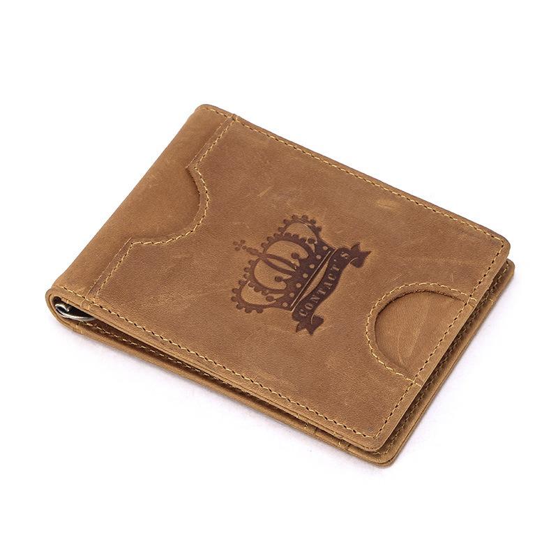 

FID Crazy horse leather wallet retro men wallet purse wallet wallets length 8x thickness 1cmX width 11 коричневий
