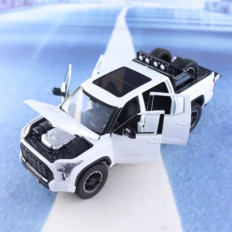 1:24 Toyota Tundra Pickup Off-road Vehicle Diecast Metal Alloy Model Car Sound Light Pull Back Collection Kids Toy Gifts A591