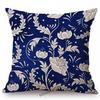Traditional Delft Navy Blue Toile Floral Pattern Elegant Royal Luxury Home Decoration Cotton Linen Sofa Pillowcase Cushion Cover