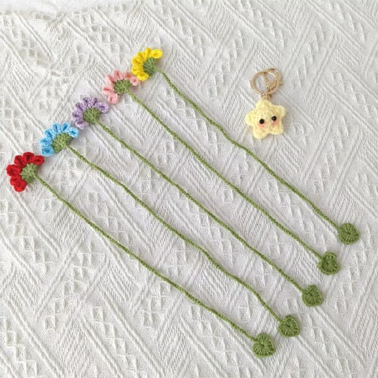 5Pcs Handmade Crochet Flower Bookmarks Knitted Floral Bookmarks Page Marker for Teacher Student Book Lover Reading Aid