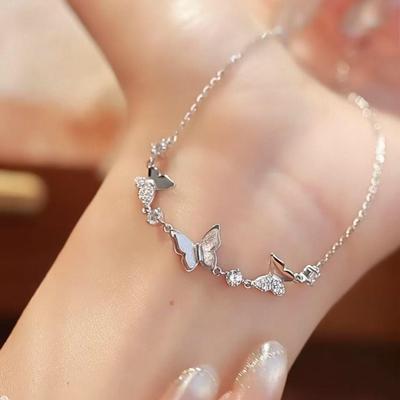 Nickel Silver-Plated Gold Butterfly Bracelet: New Stylish Design for Women
