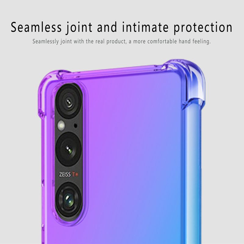 Gradient Silicone TPU Case for Sony Xperia 1 VI 10 V 5 IV III Protective Cover Shockproof Transparent Fundas Coque Capa
