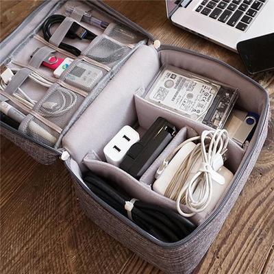 Sac de rangement numérique de voyage en nylon imperméable pour câble USB, ligne de données et organisateur d'écouteurs