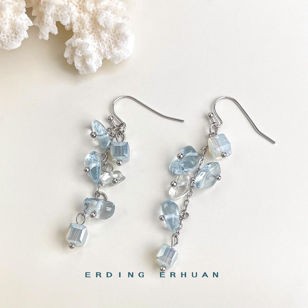 [Sea Blue Series] Summer New Original Design Handmade Fresh Holiday Blue Earrings Earrings