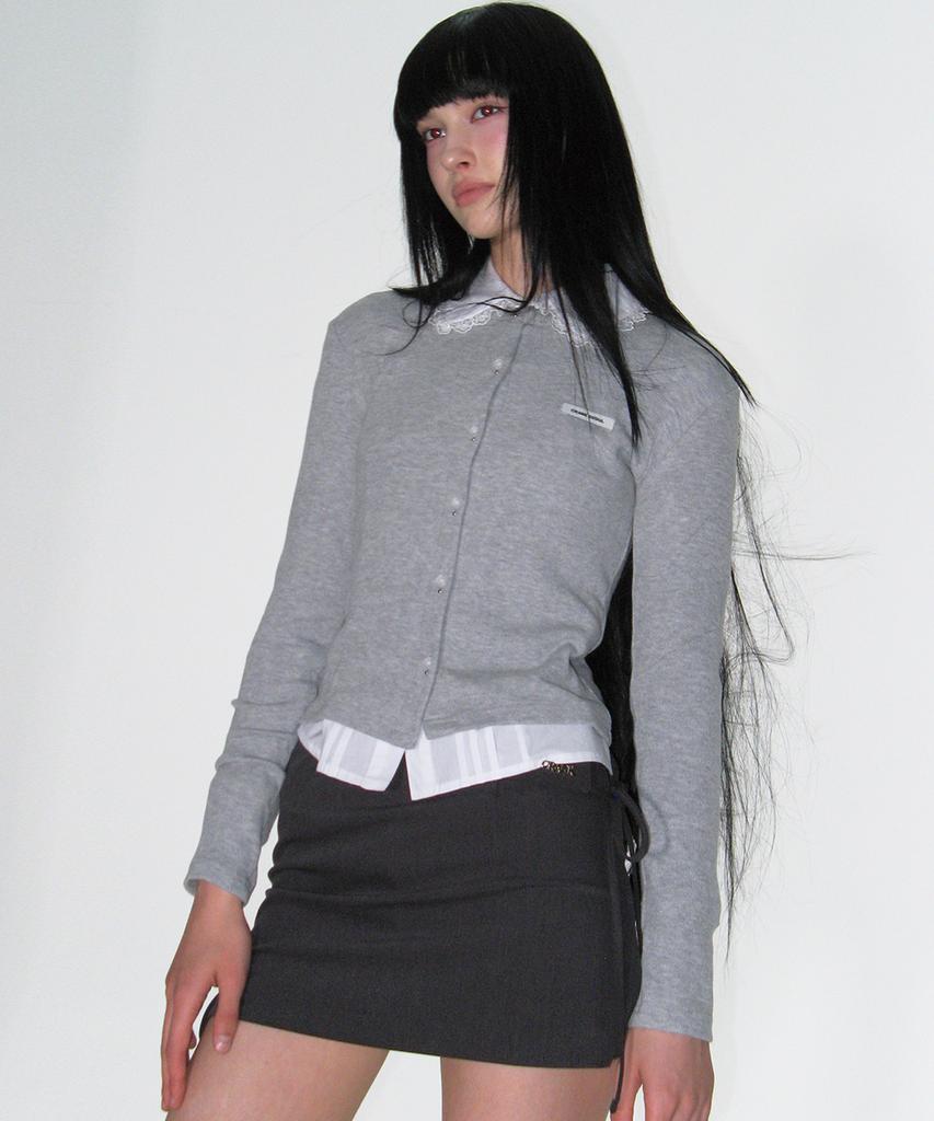 Crank Ribbon Slit Skirt Pants_Charcoal