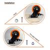 4 Pcs 3/4/5 Inch Medium Duty Orange Ventilated Floral Swivel Caster Wheel with Brake, Industrial Furniture Casters