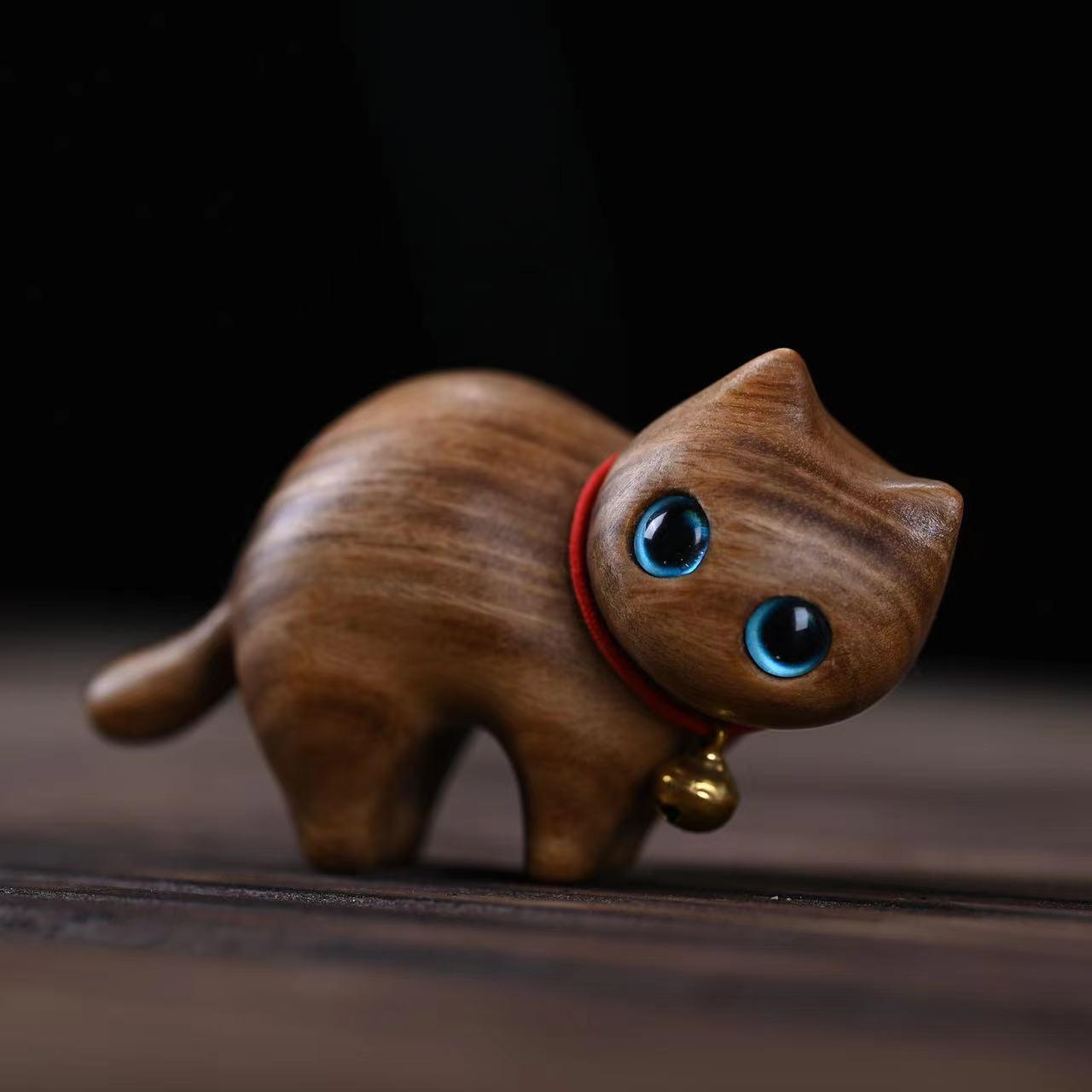 

Украшение «Любопытный котенок» из сандалового дерева: Милая, Креативная Мини Деревянная Фигурка Животного - Очаровательный Карманный Подарок