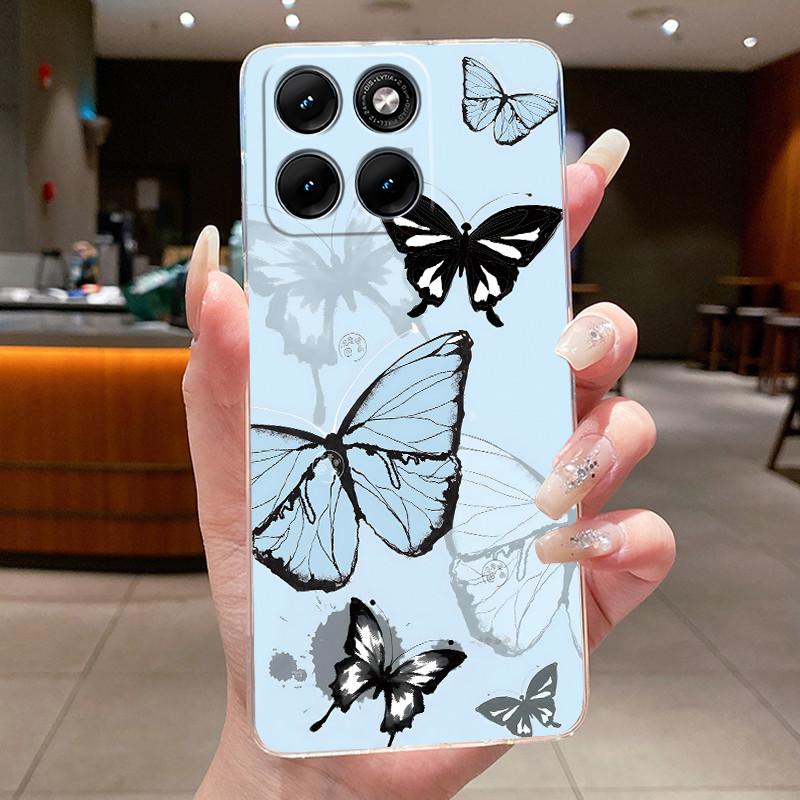 Etui Na Motorola Edge 70 Fusion Przezroczyste Luksusowe Modne Motyl Kwiaty Miękki TPU Silikonowy Pokrowiec Na Telefon dla Edge70 Fusion Zderzak
