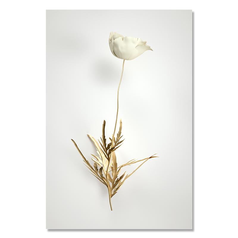 Metal Wall ArtAbstract Gilded Flowers Plant Laminas Decorativas Pared Cuadros Arte De Lienzos Decorativos  Para Sala Decoracion