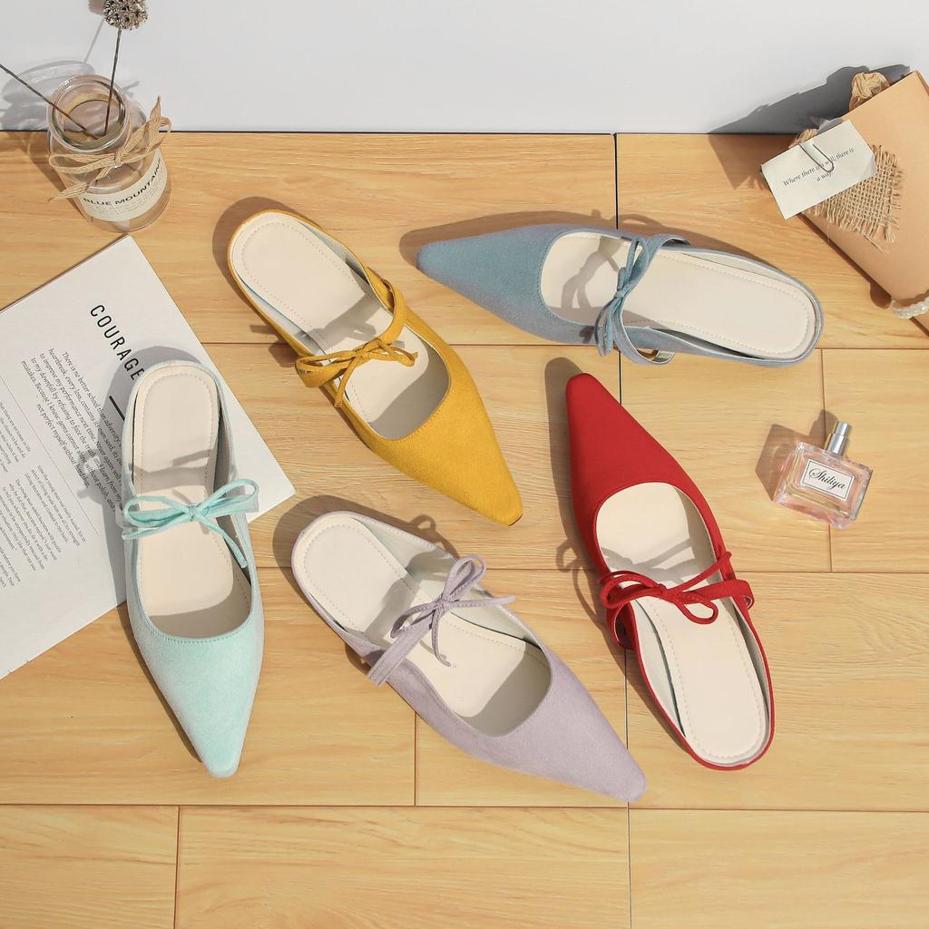 Autumn new bag head cool slippers women's fashion pointed muller shoes women's rear empty temperament single shoes with women's shoes
