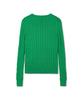 POLO RALPH LAUREN W Cable Knit Cotton Crewneck Sweater - Green