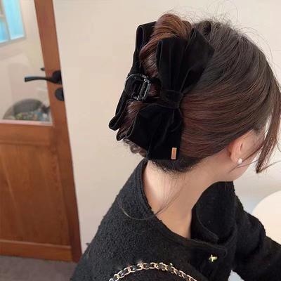 Eleganta Överdimensionerade Dubbelsidiga Rosett Hårklämmor Accessoarer Flickor Enfärgad Korsett Rosett Hästsvans Hajklämma Huvudbonader
